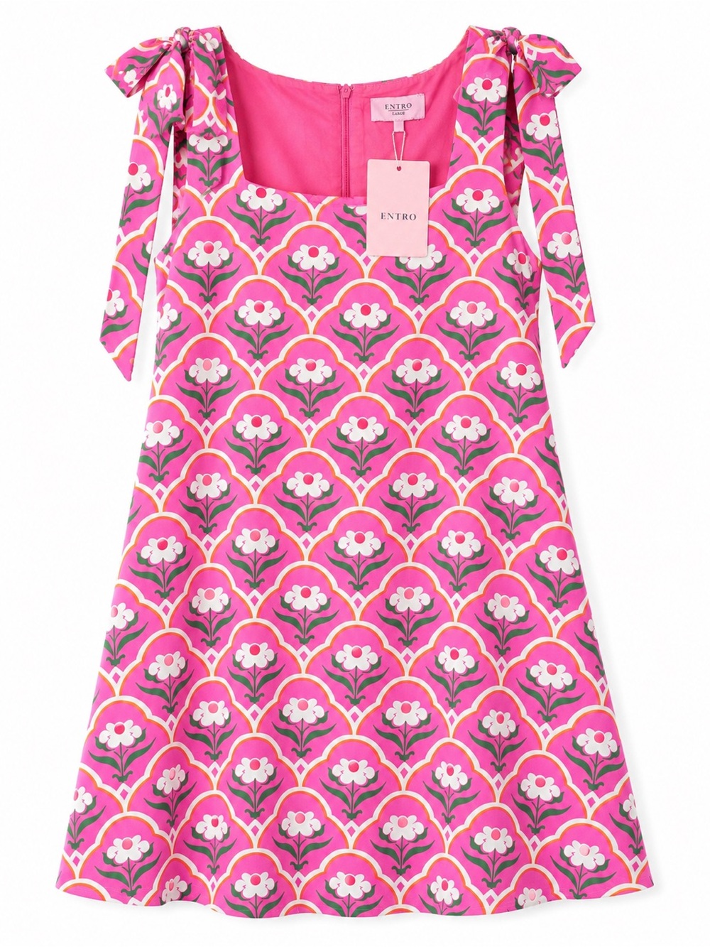 entro Pink Floral Tie-Shoulder Mini Dress